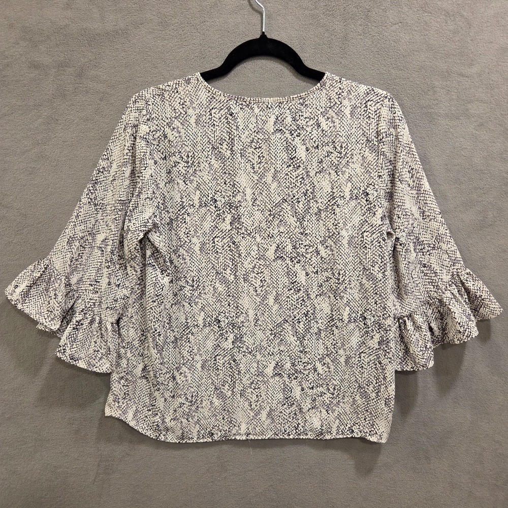 Ann Taylor Factory Boho Blouse Women's Size Petite Small Ruffle Sleeves Casual - Picture 2 of 7
